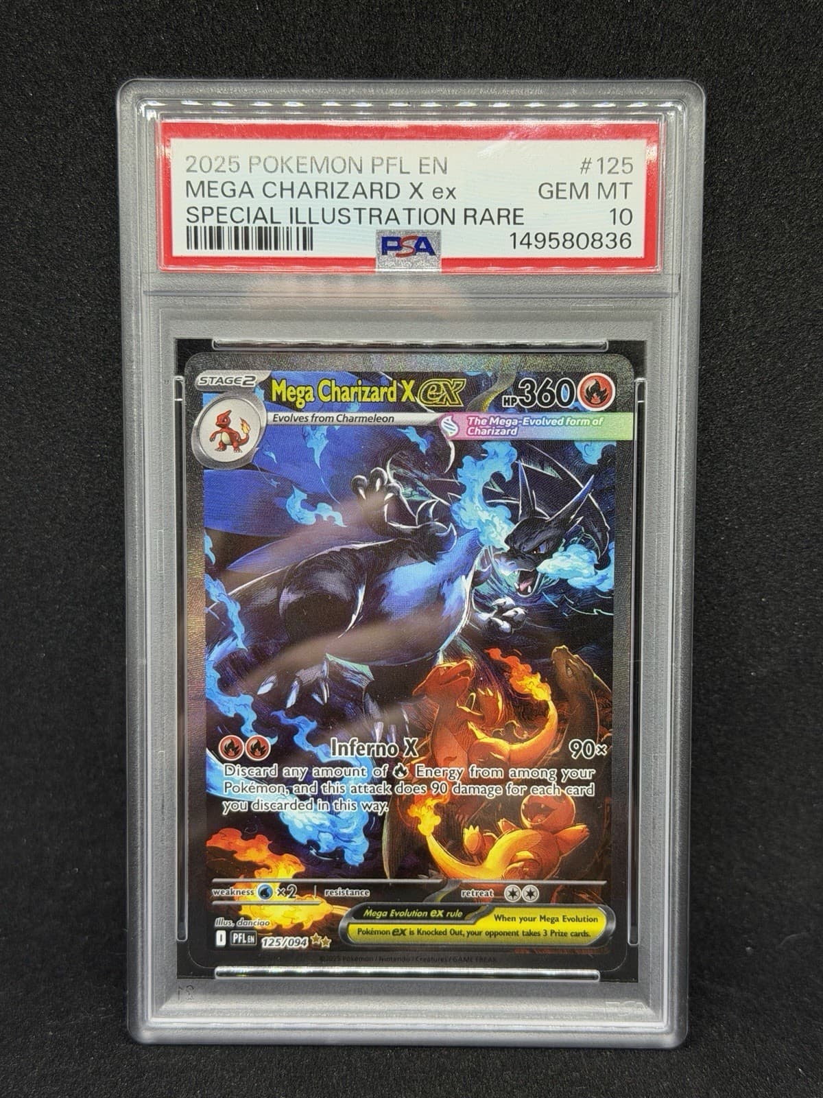 2025 POKEMON PFL EN-PHANTASMAL FLAMES #125 MEGA CHARIZARD X EX PSA 10