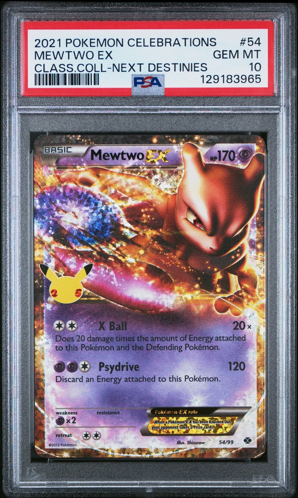 2021 POKEMON CELEBRATIONS CLASSIC COLLECTION #54 MEWTWO EX PSA 10