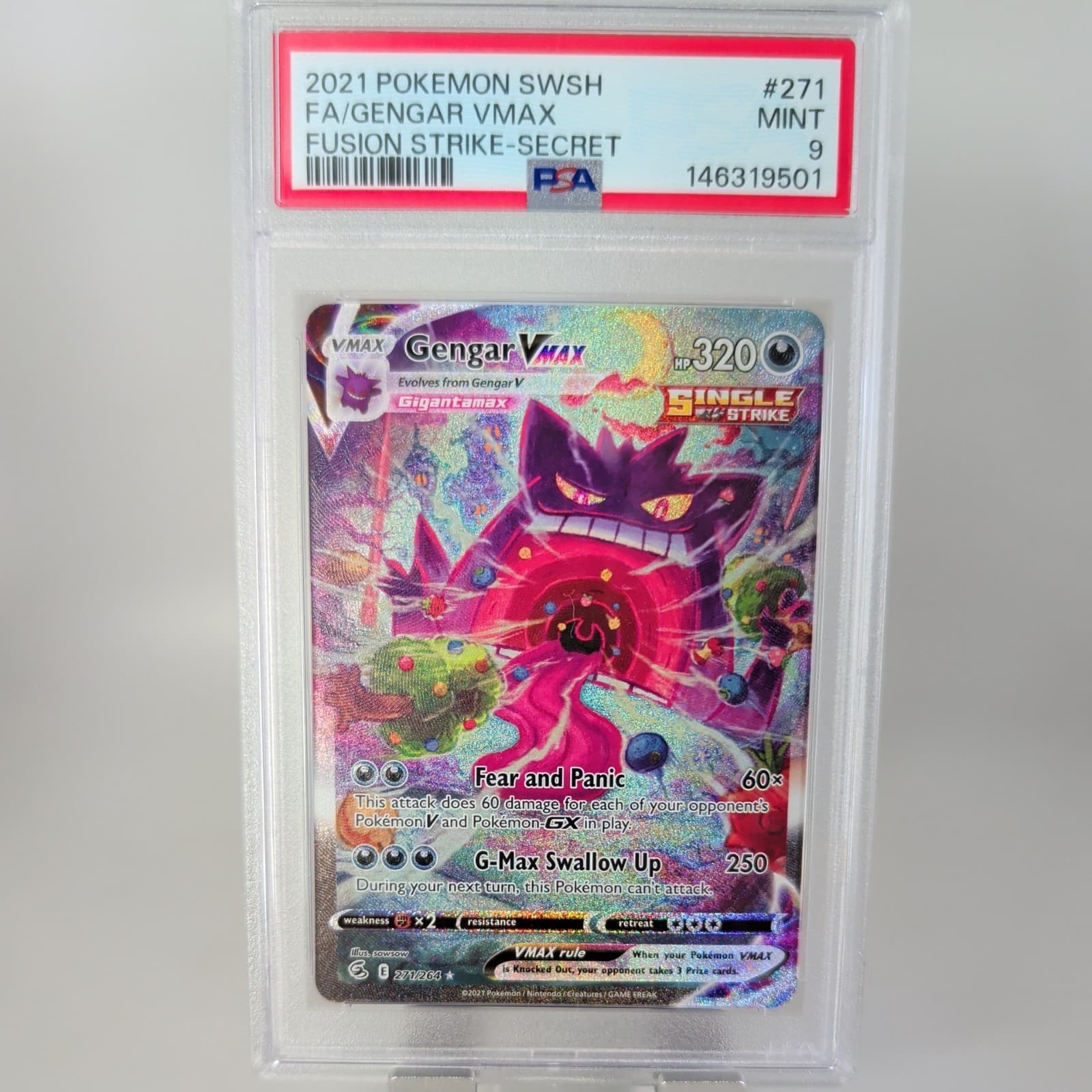 Pokemon Gengar VMAX Fusion Strike Alt Art 271/264 PSA 9