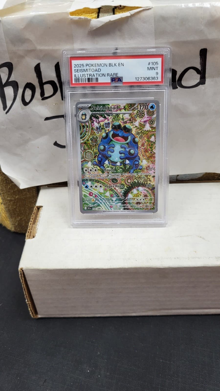 2025 SEISMITOAD ILLUSTRATION RARE IR FULL ART POKEMON BLACK BOLT PSA 9 #105
