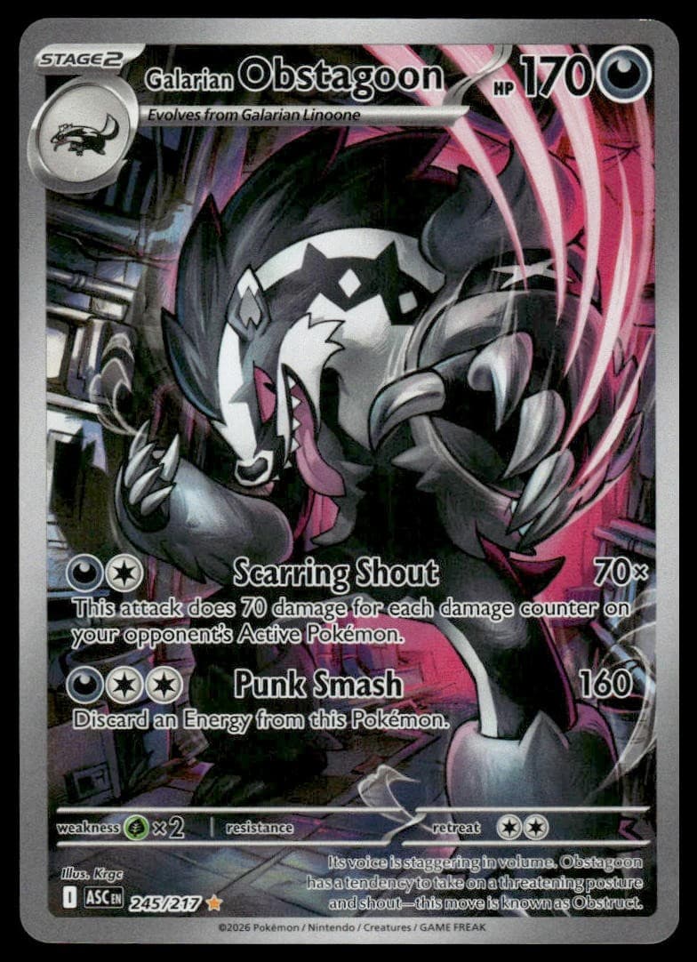 Galarian Obstagoon 245/217 Illustration Rare Ascended Heroes Pokemon Holo NM