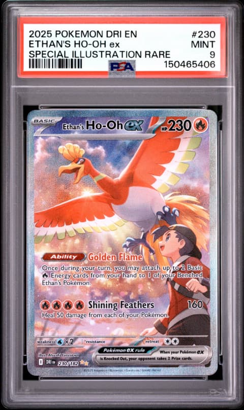 2025 POKEMON DRI EN-DESTINED RIVALS #230 ETHAN'S HO-OH EX PSA 9