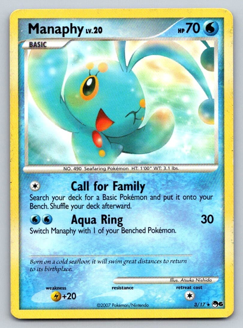 Manaphy 3/17 Rare POP Series 6 Pokemon Near Mint