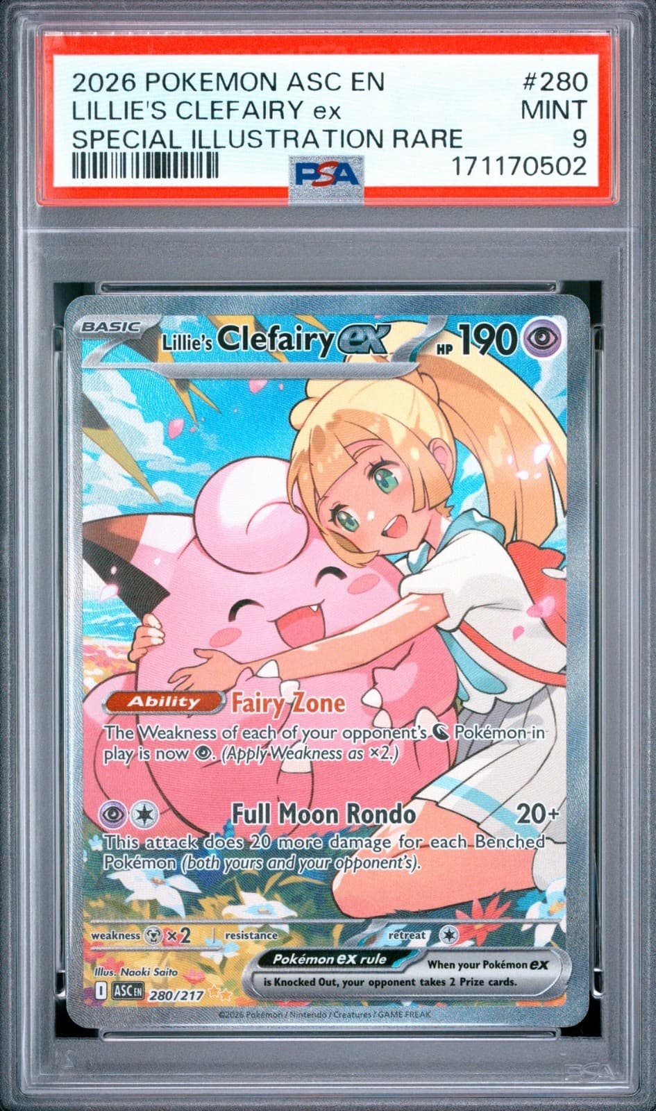 2026 Ascended Heroes Lillie's Clefairy ex Special Illustration PSA 9 #280/217