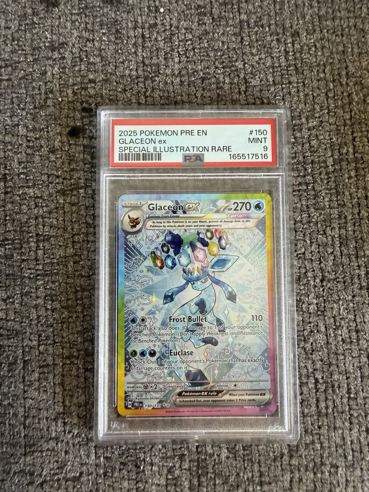 Pokemon TCG 2025 Glaceon ex 150/131 Prismatic Evolutions SIR Holo PSA 9
