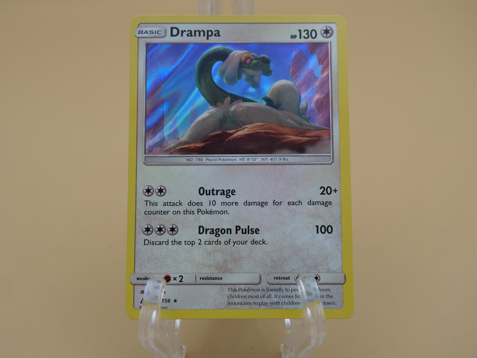 POKEMON DRAMPA 117/156 ULTRA PRISM RARE HOLO NEAR MINT