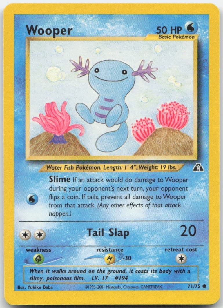 Wooper 71/75 Common Neo Discovery Pokemon Unlimited Lightly Played