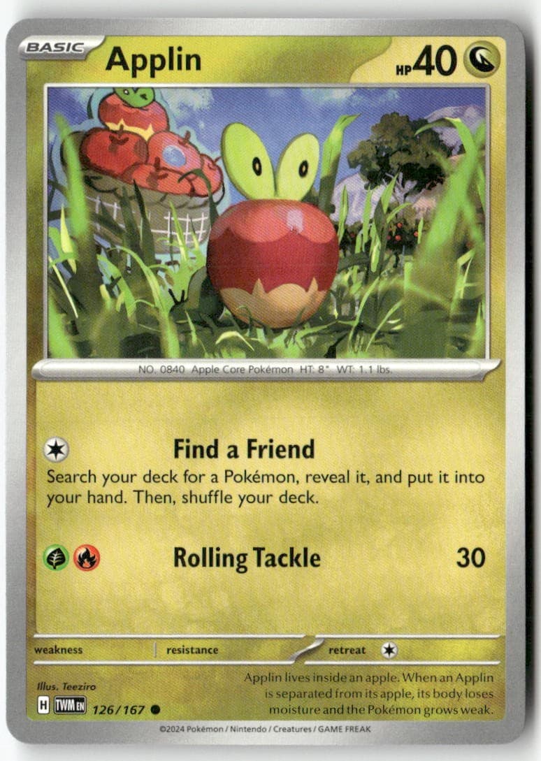 Applin 126/167 Common Twilight Masquerade Pokemon Lightly Played