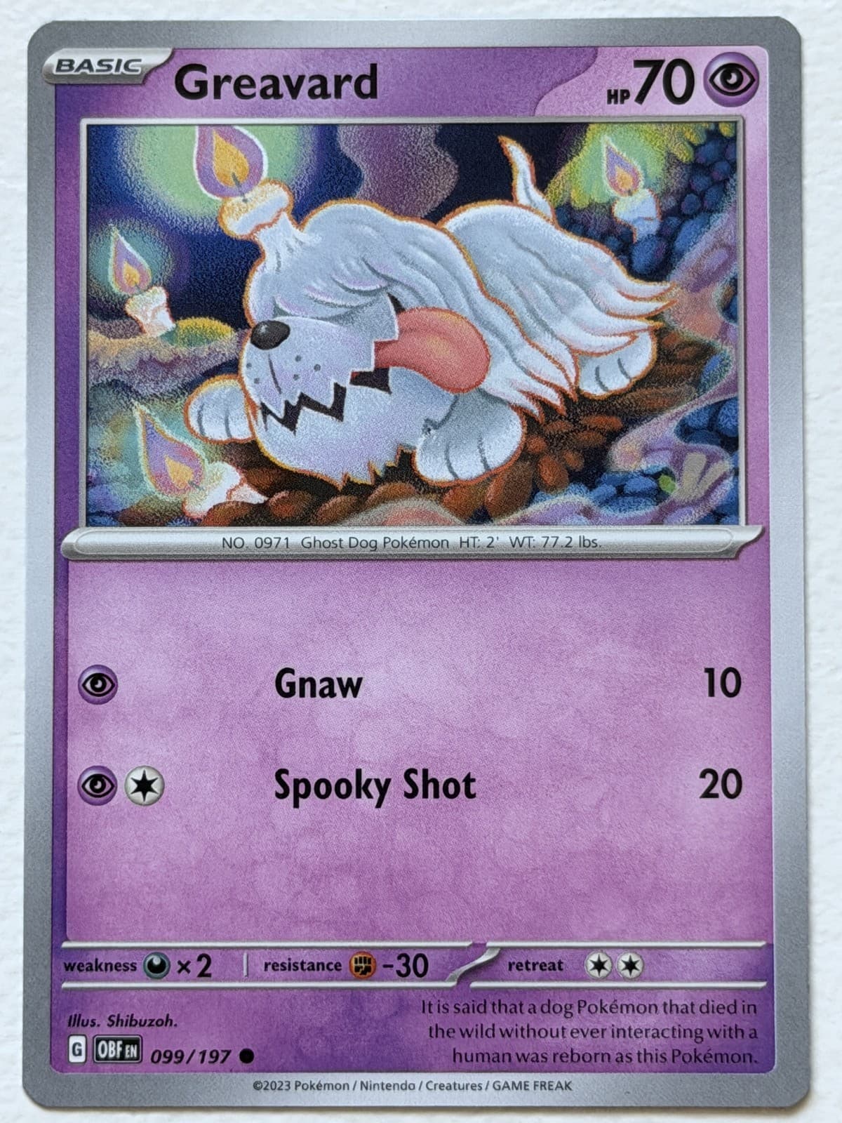 Greavard 99/197 Obsidian Flames Common Near Mint Pokemon