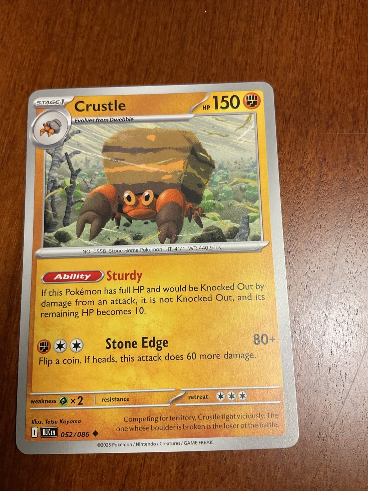 Crustle 052/086 Black Bolt Regular Pokemon TCG Card