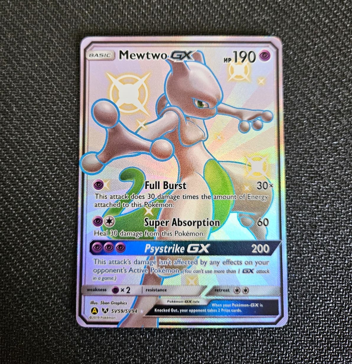 Pokemon TCG Mewtwo GX SV59/SV94 Hidden Fates Shiny Vault Full Art Holo