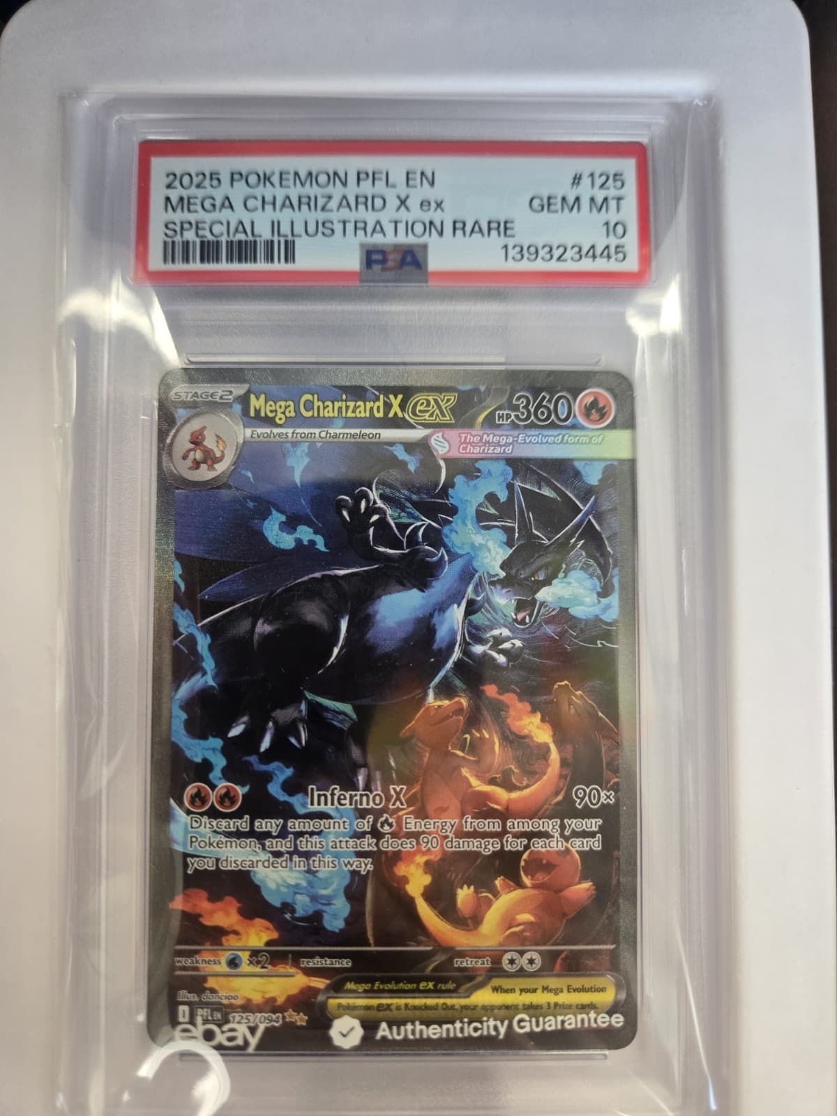 2025 Pokemon PFL Mega Charizard X ex Special Illustration Rare #125/094 PSA 10