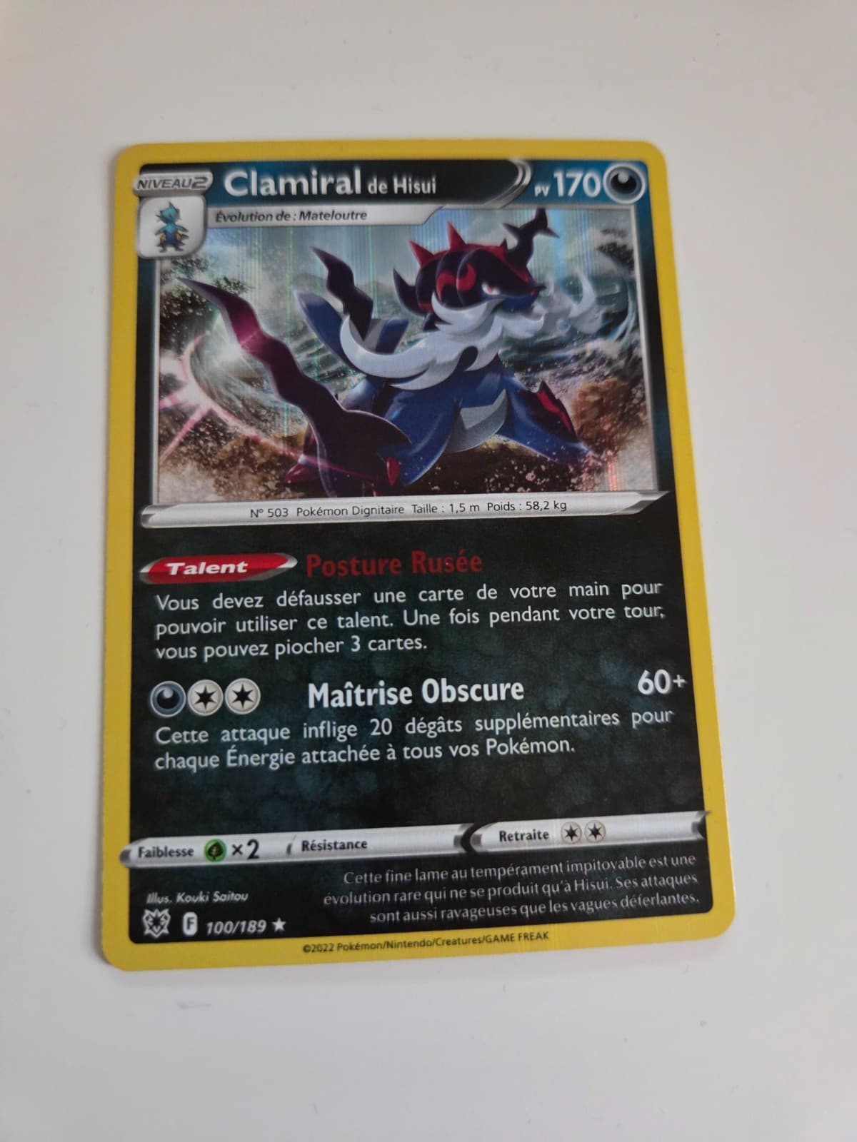 Carte Pokémon HOLO Clamiral de Hisui 100/189 EB10 Astres Radieux FR NEUF
