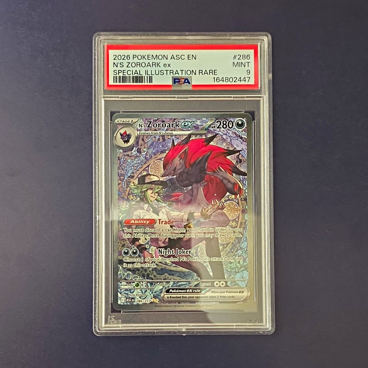 The Pokémon Company N's Zoroark ex 286/217 SIR Holo EN PSA 9 Cert 164802447