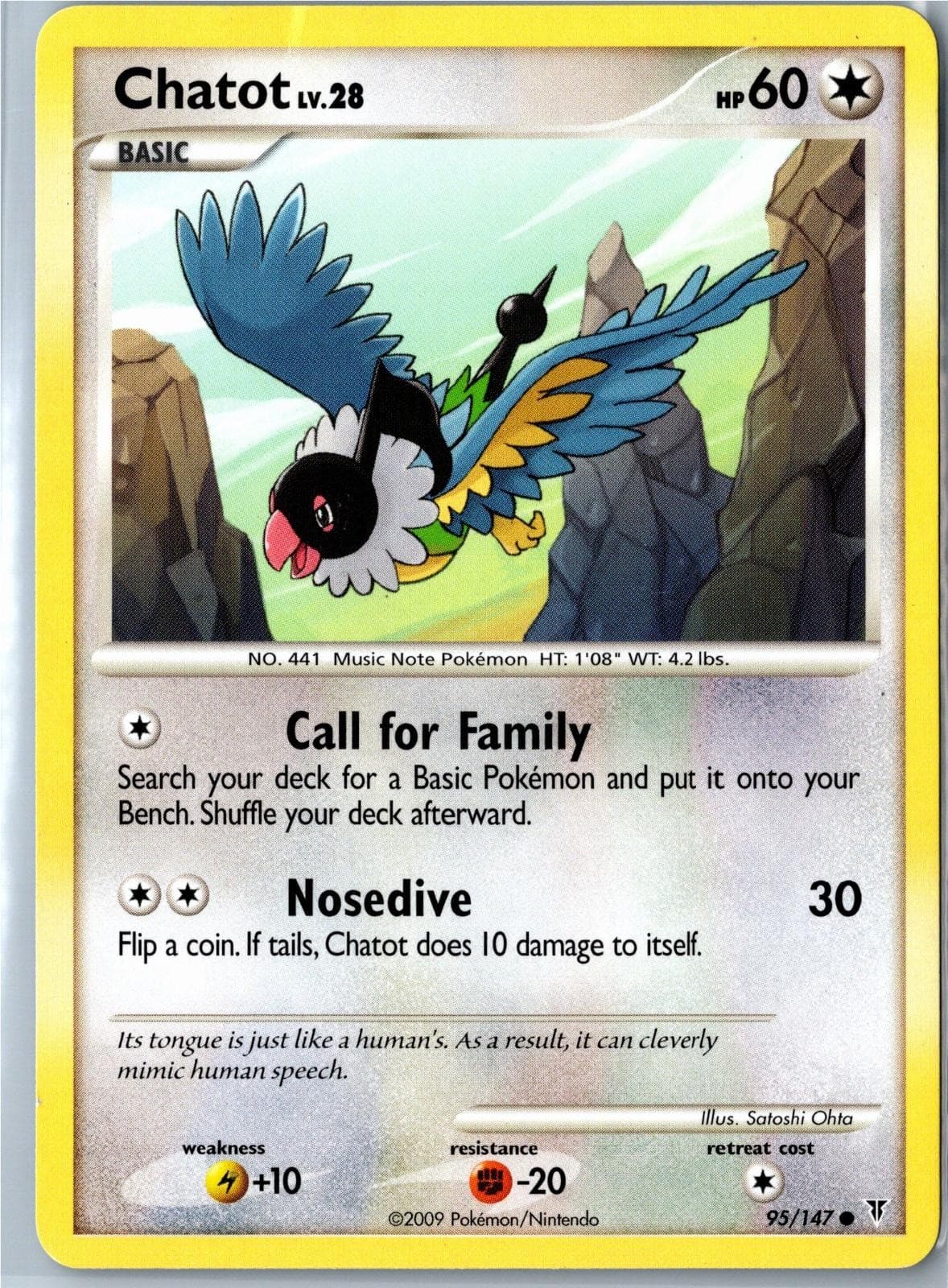 Chatot Supreme Victors 95/147 Common Heavily Played - Pokemon Card