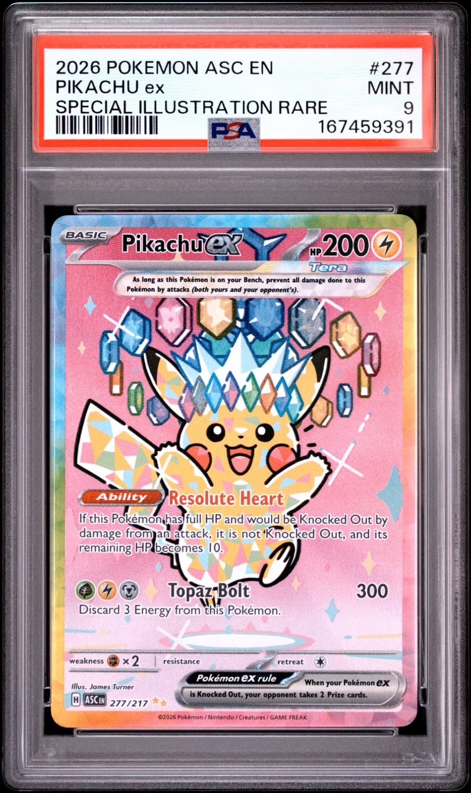Psa 9 Pikachu ex 277/217 Me: Ascended Heroes Holo Mint