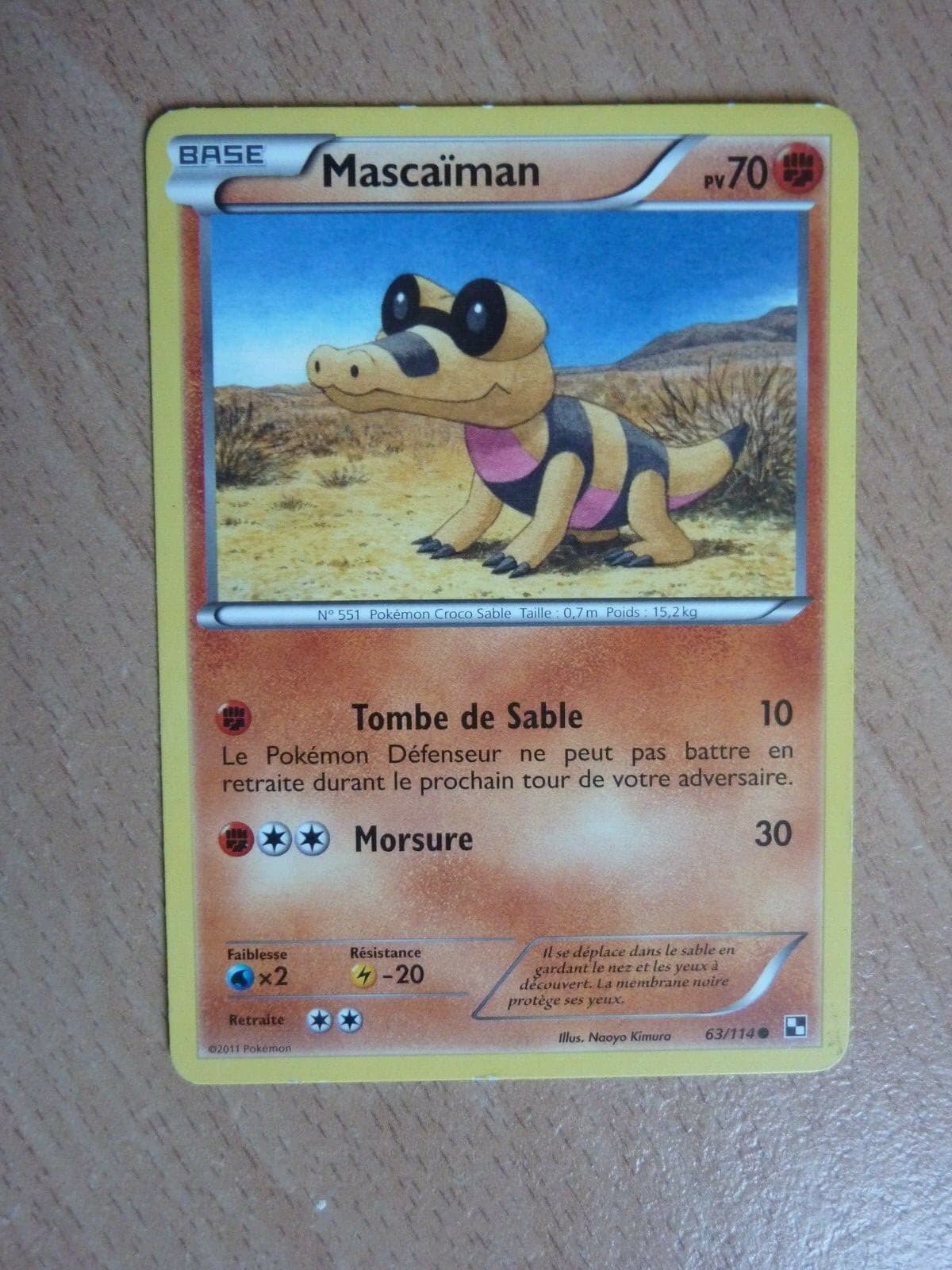 Carte Pokémon Mascaïman 70 PV 63/114 VF (Noir & blanc)