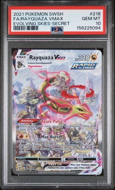Pokemon Rayquaza VMAX Evolving Skies Secret Full Alt Art #218 PSA 10