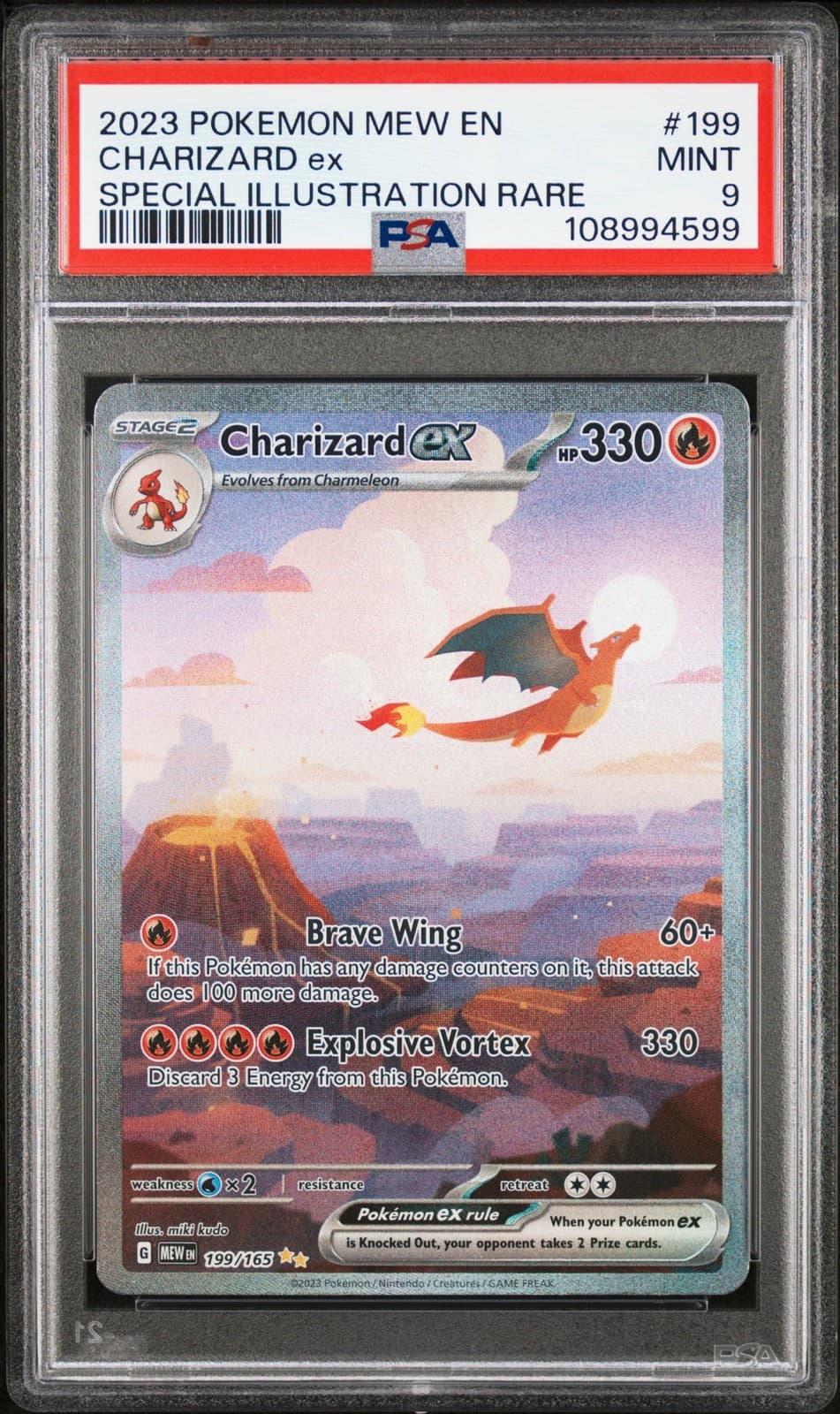 Charizard ex 199/165 Sv: Scarlet & Violet 151 Special Illustration Rare PSA 9
