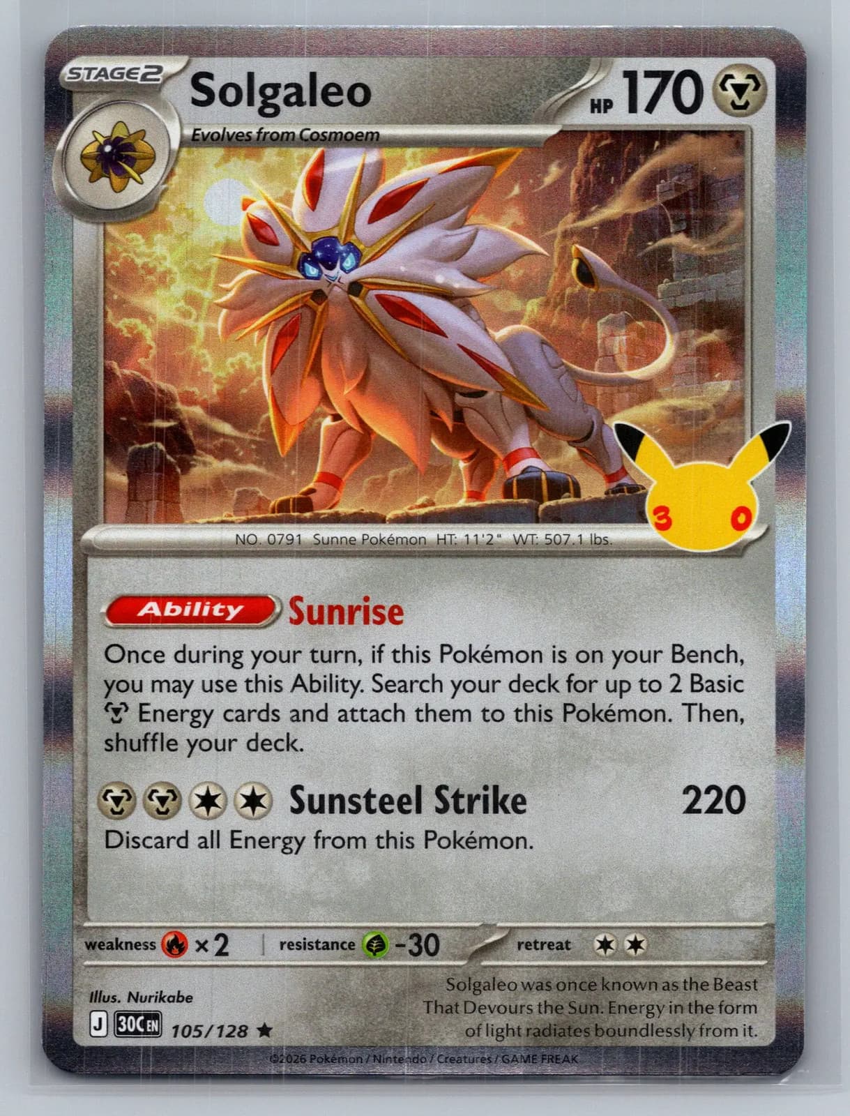Solgaleo #105/128 2026 30th Celebration Pokemon TCG