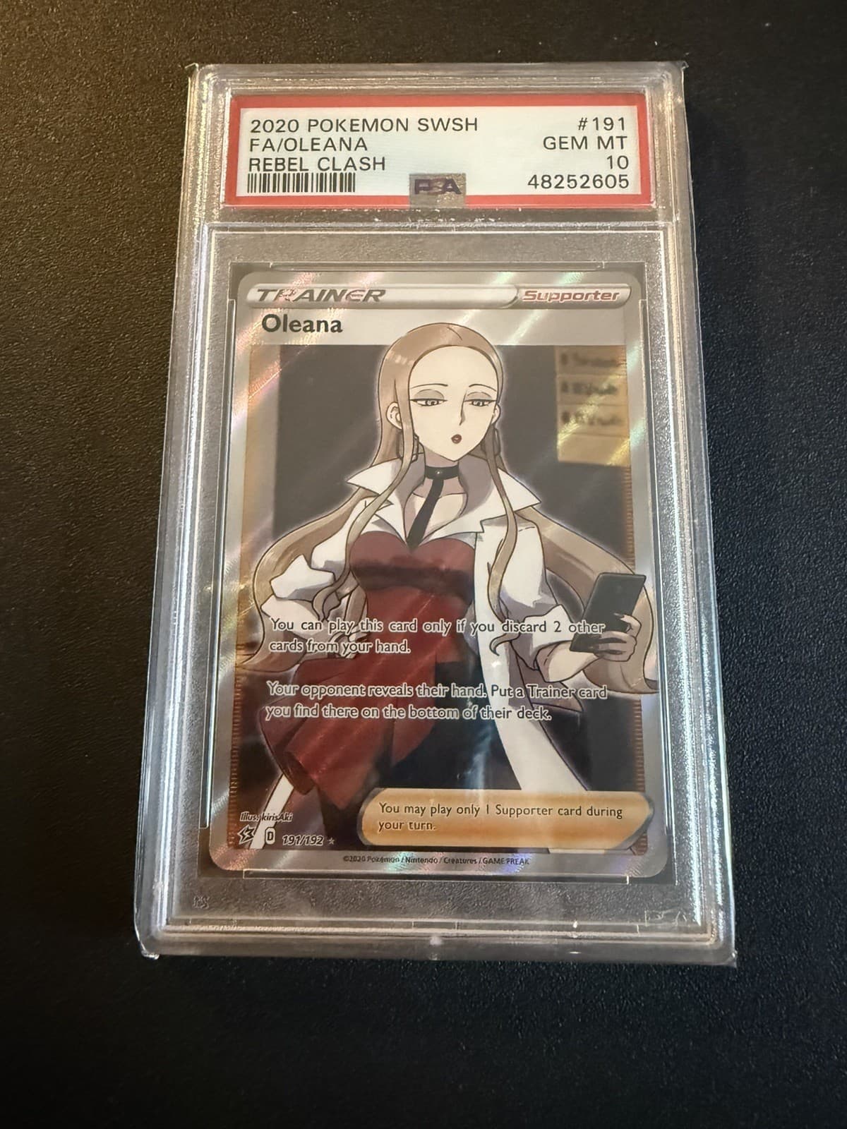 PSA 10 2020 POKEMON SWORD & SHIELD REBEL CLASH #191 FULL ART/OLEANA