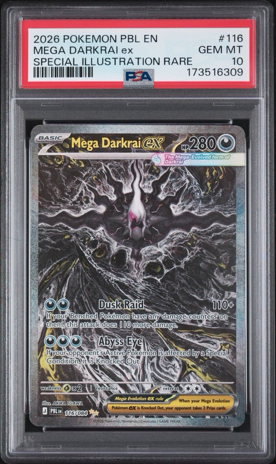 Mega Darkrai ex 116/084 Me05 Pitch Black Holo Special Illustration Rare PSA 10!!