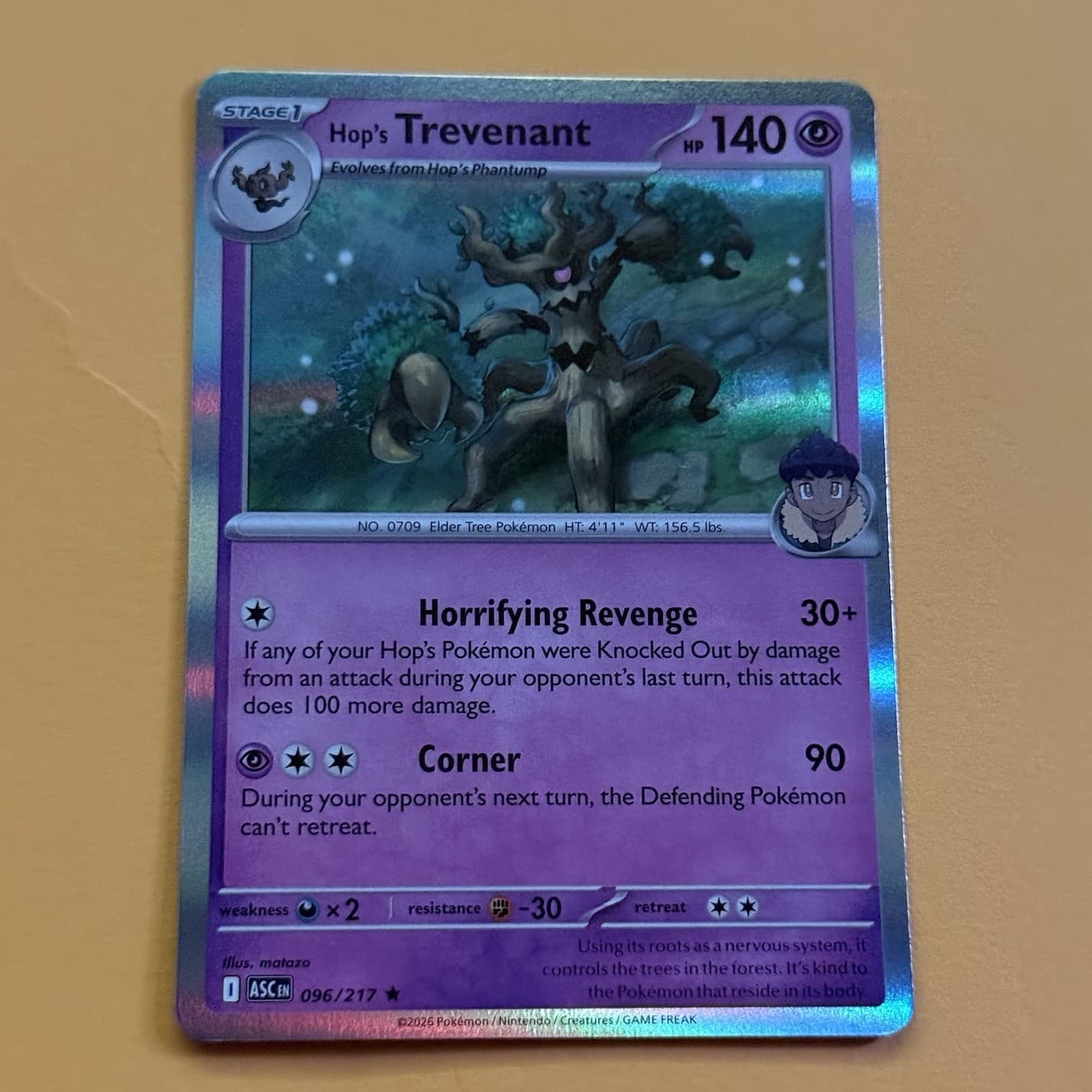 Pokemon TCG * Hop's Trevenant 96/217 Holo Rare * ME Ascended Heroes NM