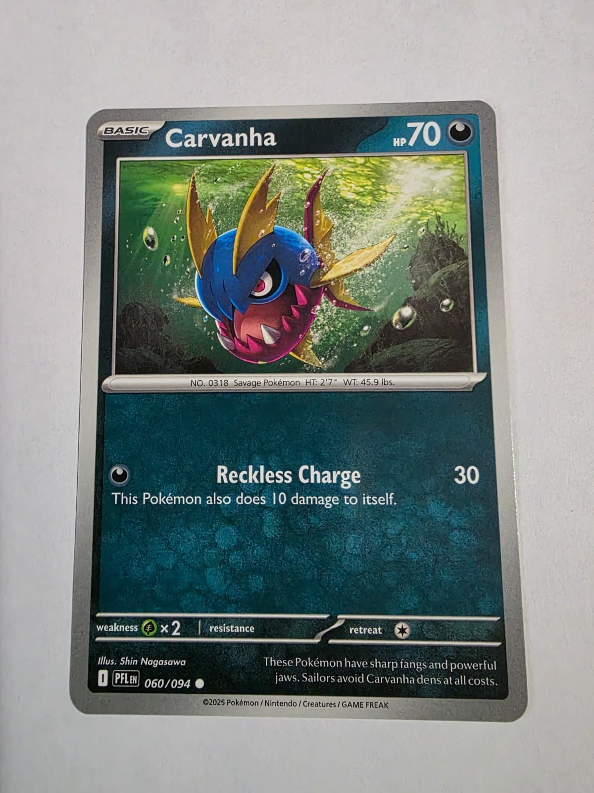 Pokemon Phantasmal Flames Carvanha 60/94 common NM