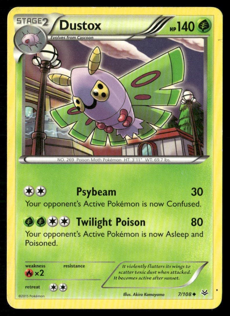 Dustox 7/108 Uncommon Roaring Skies Pokemon Heavily Played