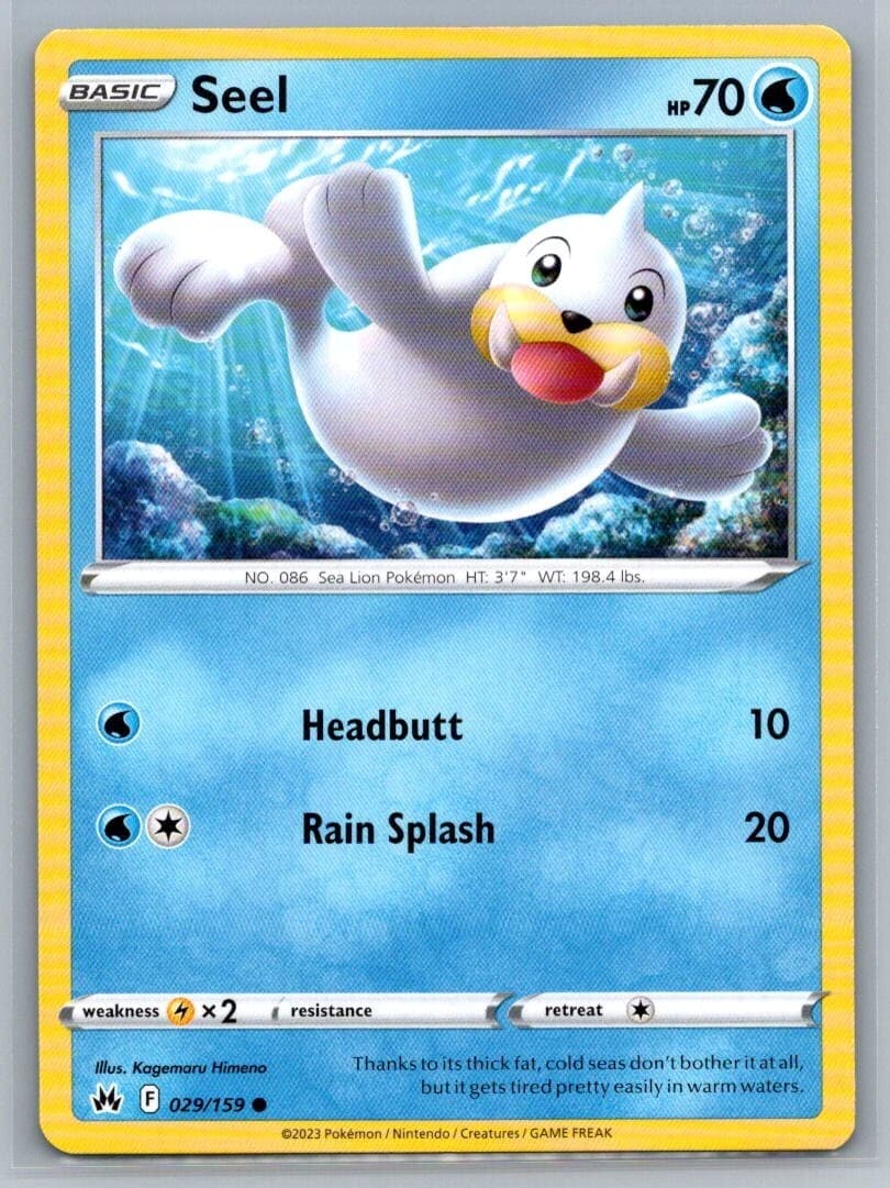 Seel 29/159 Crown Zenith Common Pokémon TCG 2023