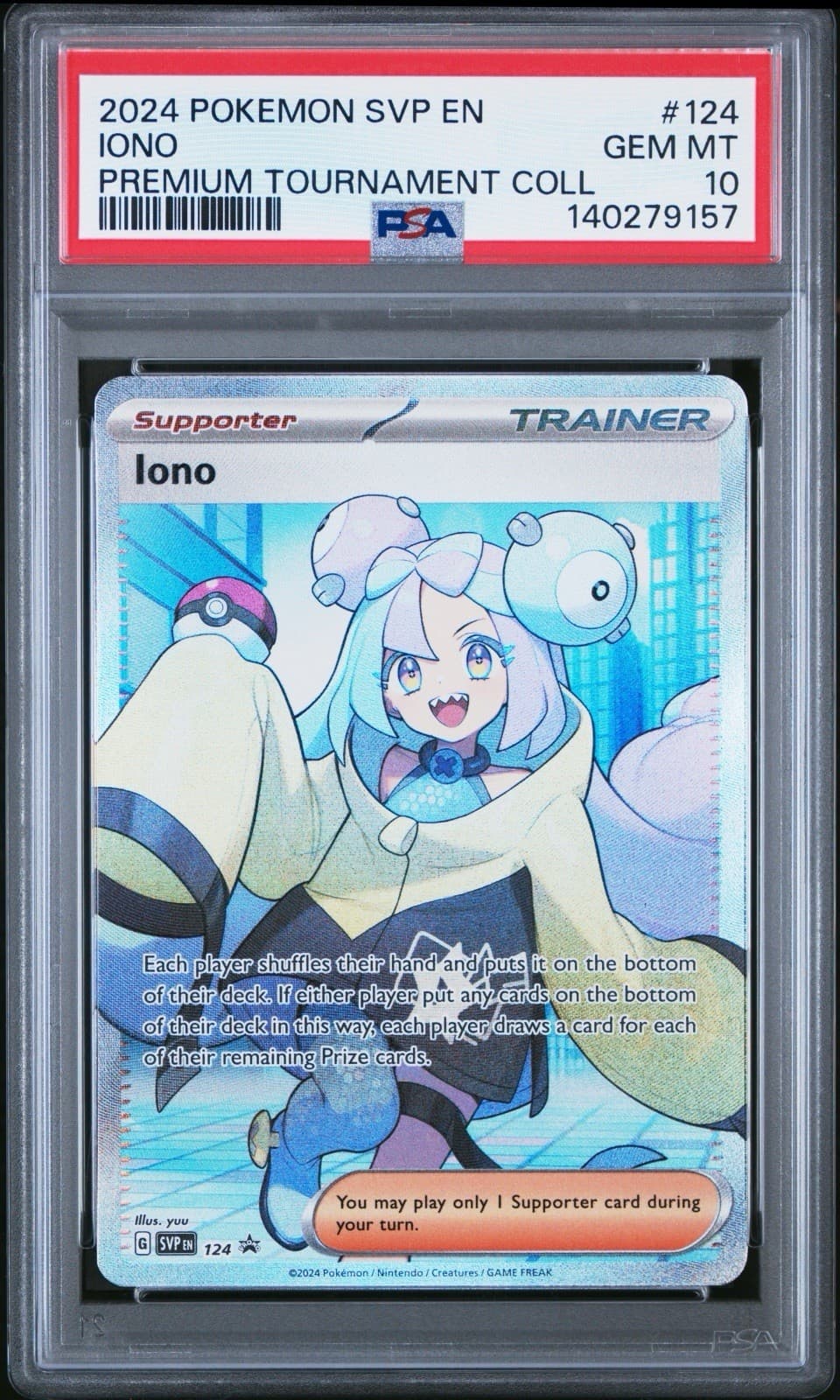 Pokémon Iono 124 Sv: Scarlet & Violet Promo Cards Full Art Holo PSA 10