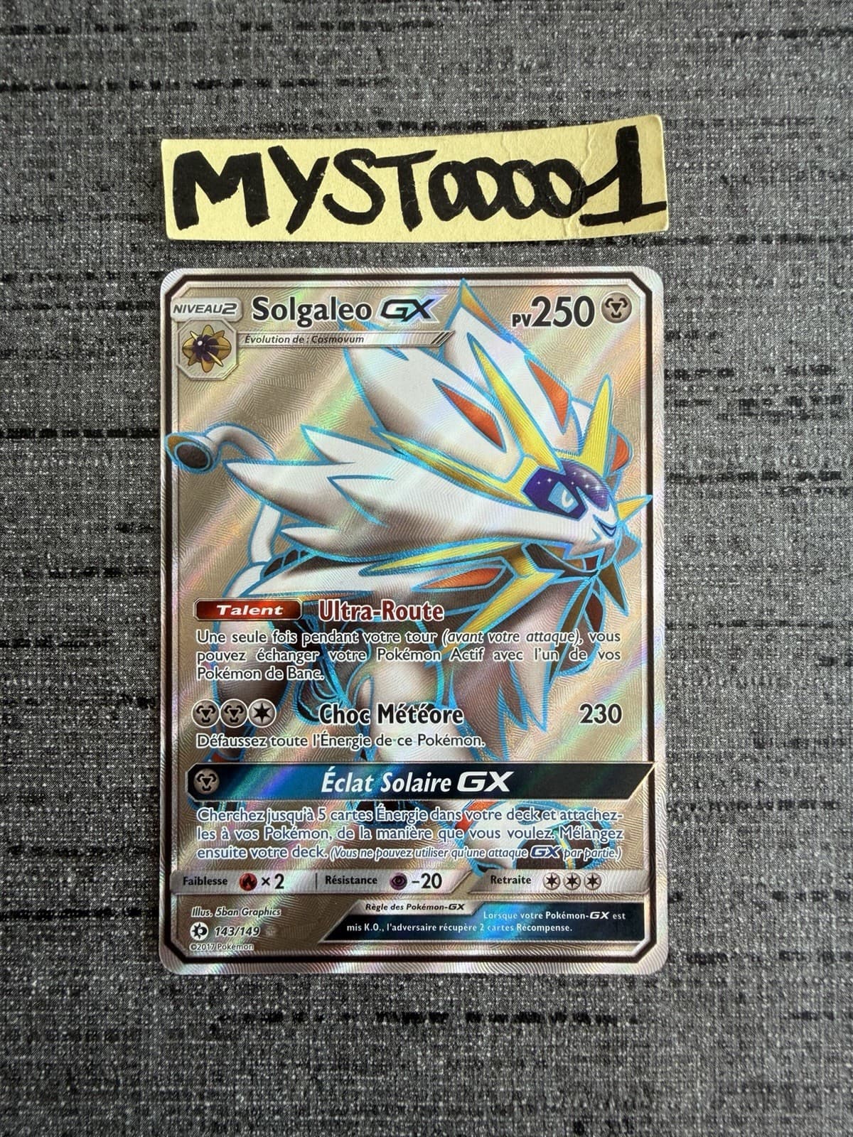 Carte Pokémon Solgaleo GX 143/149 Full Art Soleil Et Lune Français 