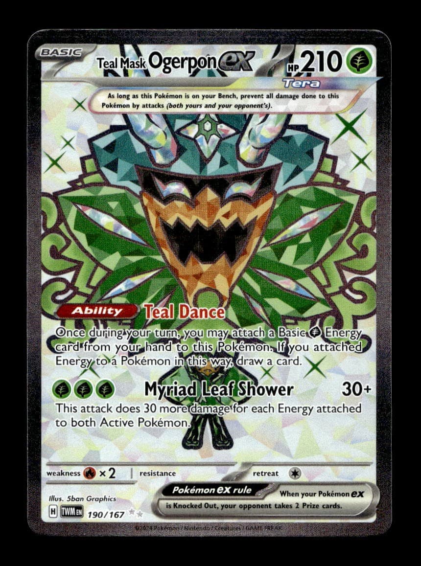 Teal Mask Ogerpon ex 190/167 Ultra Rare Twilight Masquerade Pokemon Holo NM