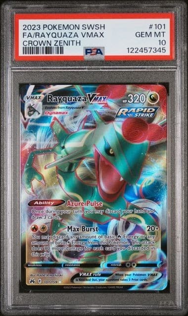 Pokémon TCG Crown Zenith Rayquaza VMAX Holo Ultra Rare Card 101/159 PSA 10