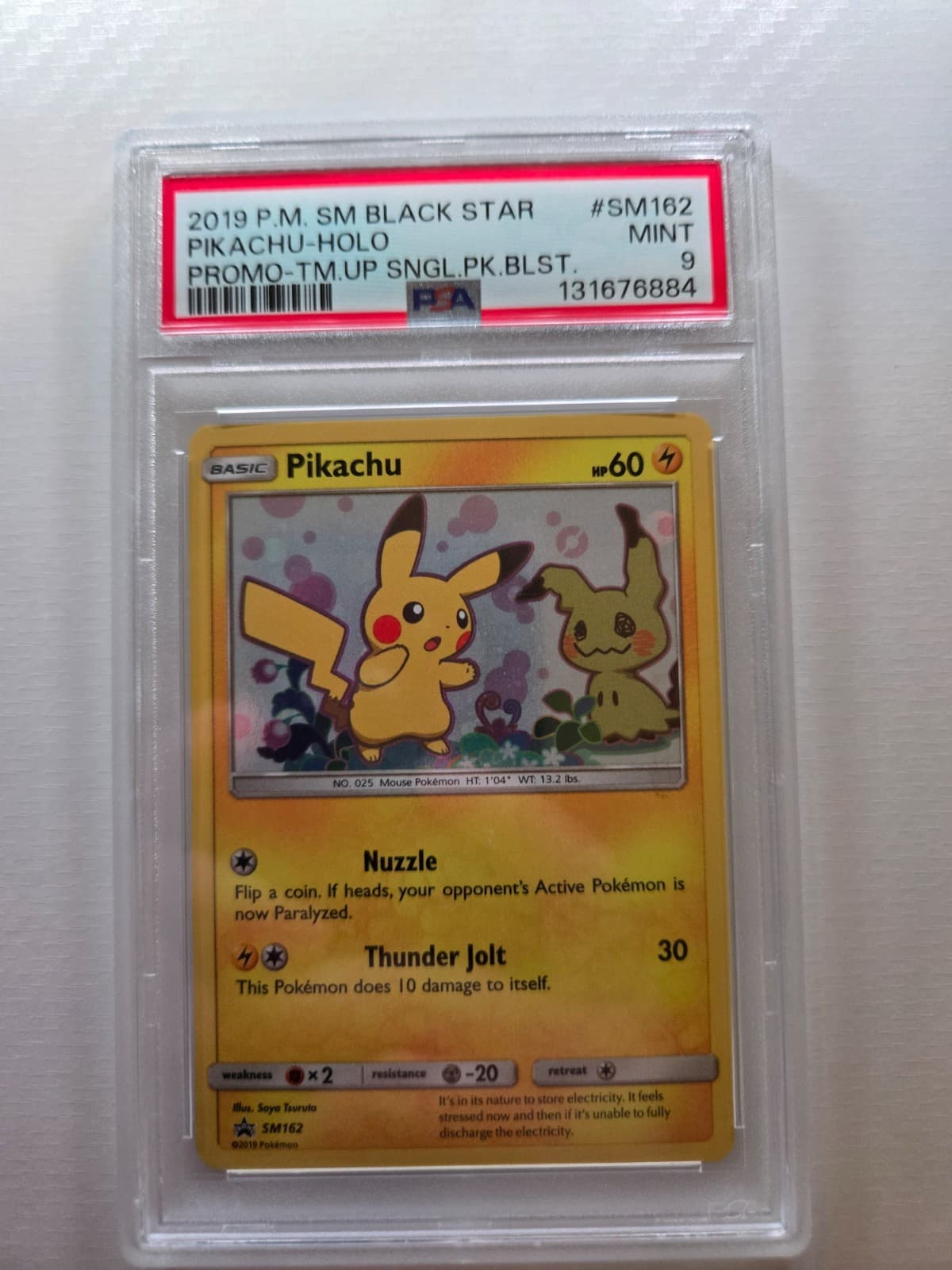 2019 Pokémon SM Black Star Promo Pikachu #SM162 Holo- Team Up Blister- PSA 9