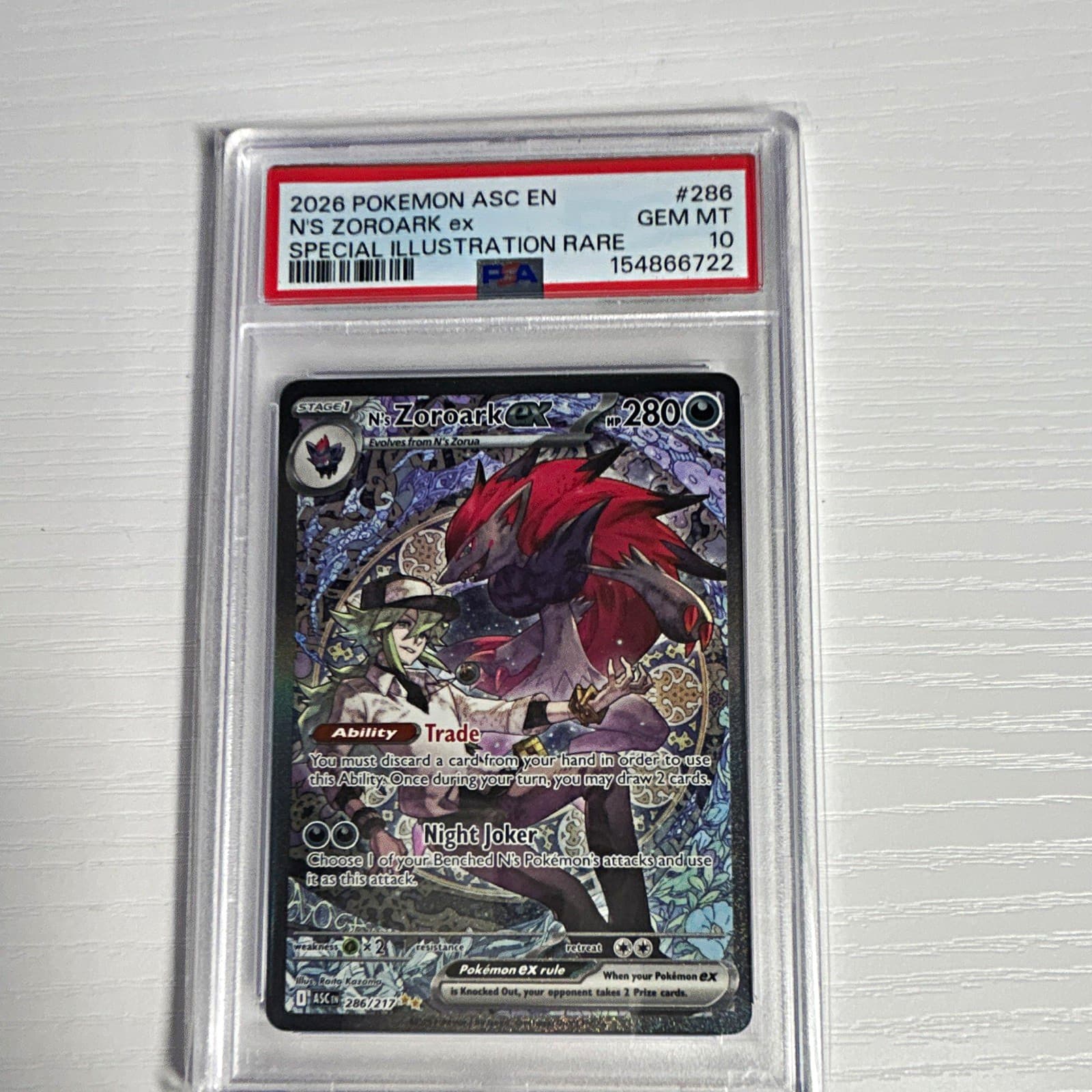 Pokemon 2026 Me: Ascended Heroes N's Zoroark ex 286/217 SIR Holo PSA 10