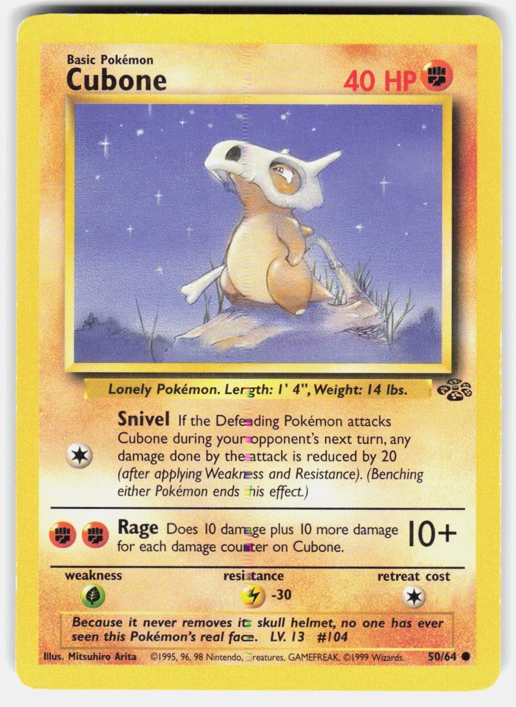 CUBONE 50/64 COMMON JUNGLE POKEMON UNLIMITED HP
