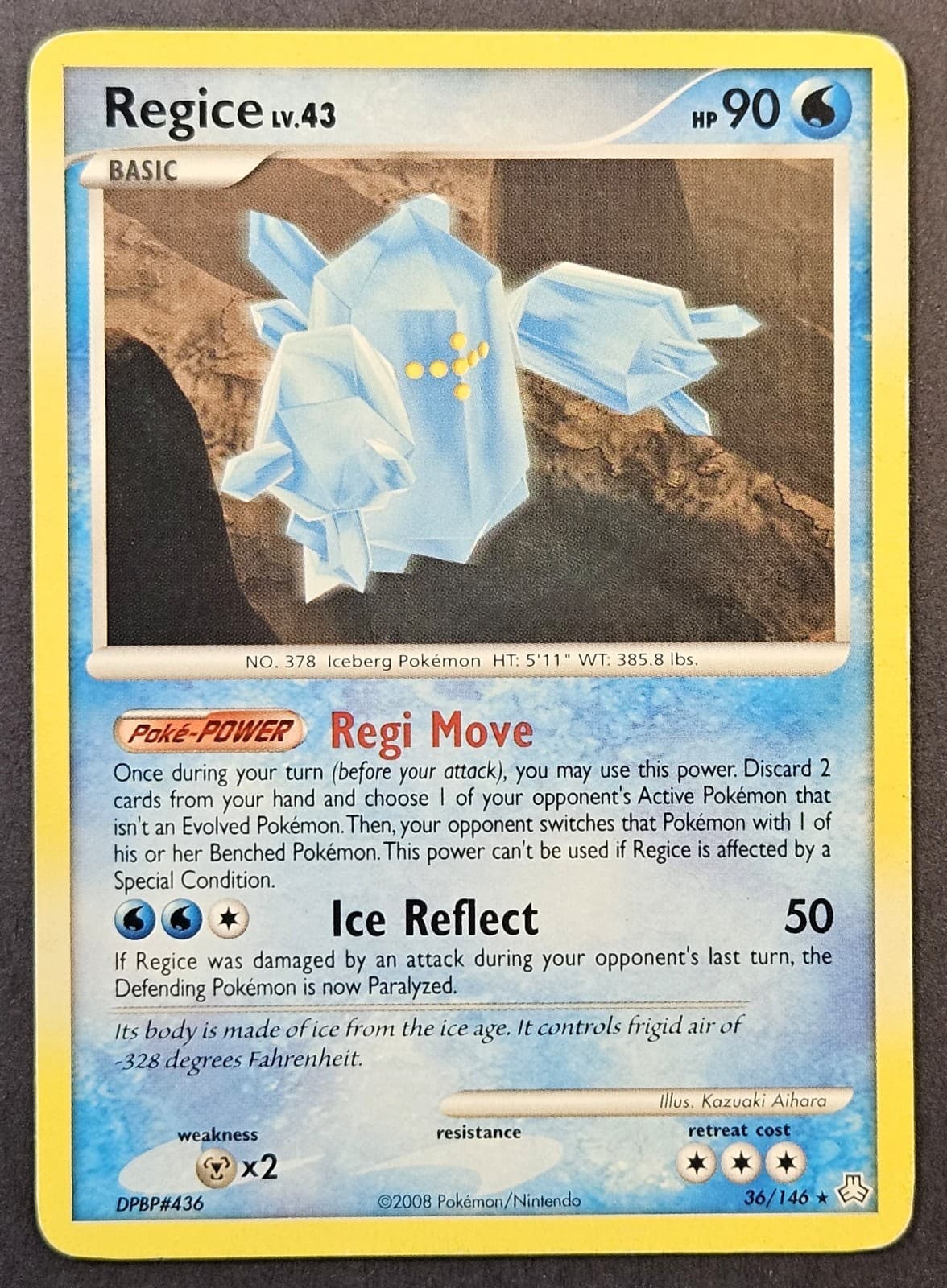 Regice 36/146 Legends Awakened Non-Holo Rare Kazuaki Aihara Pokemon English HP