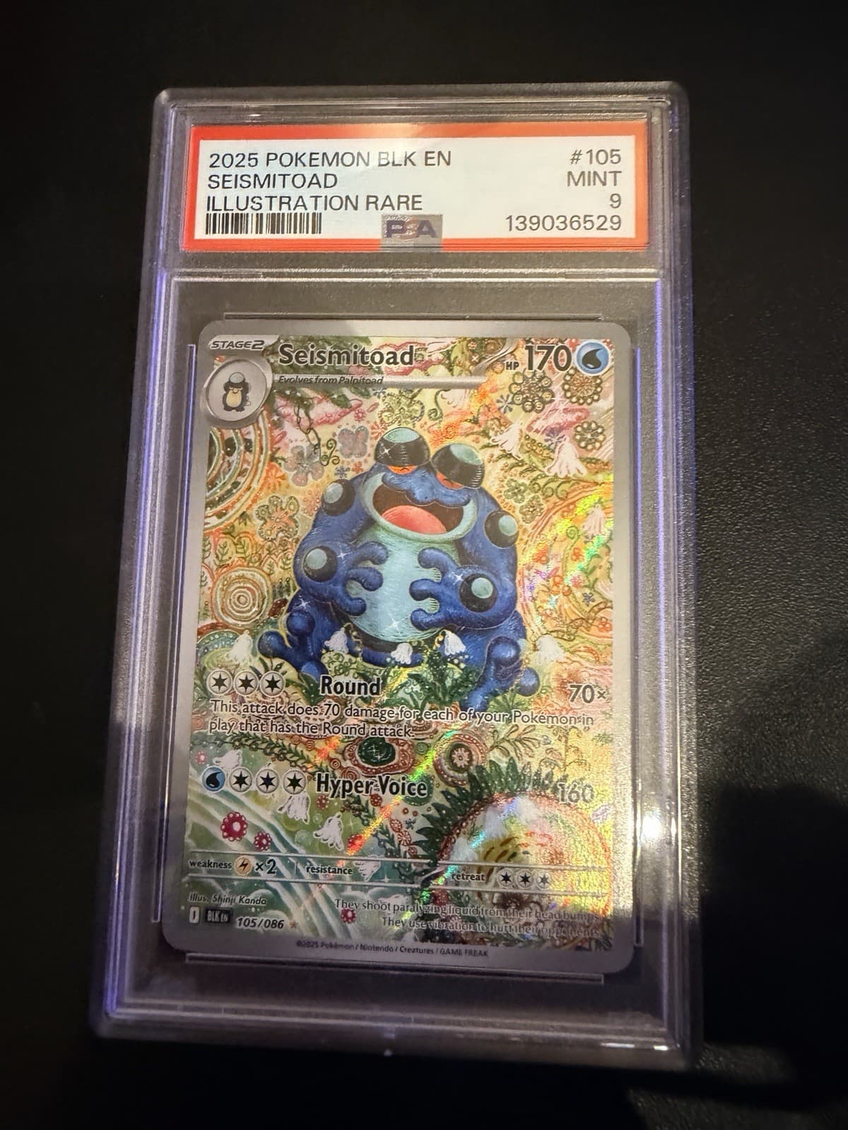 Pokémon Black Bolt Seismitoad IR 105/086 PSA 9