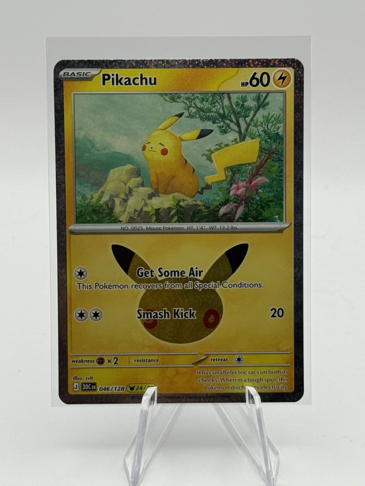 Pokemon 30th Anniversary Pikachu 46/128 Holo Celebration 24/30 Pikachu