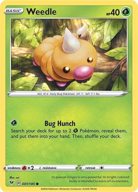 Weedle 1/185 Common Vivid Voltage Pokemon NM/LP
