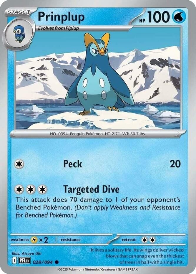 Prinplup - 028/094 - Common (Near Mint) Phantasmal Flames - Water Pokémon