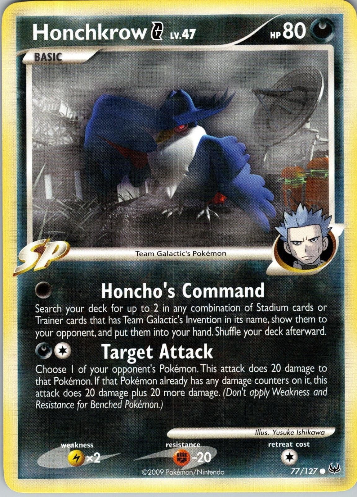 Honchkrow G 77/127 Common Platinum Pokemon Moderately Played