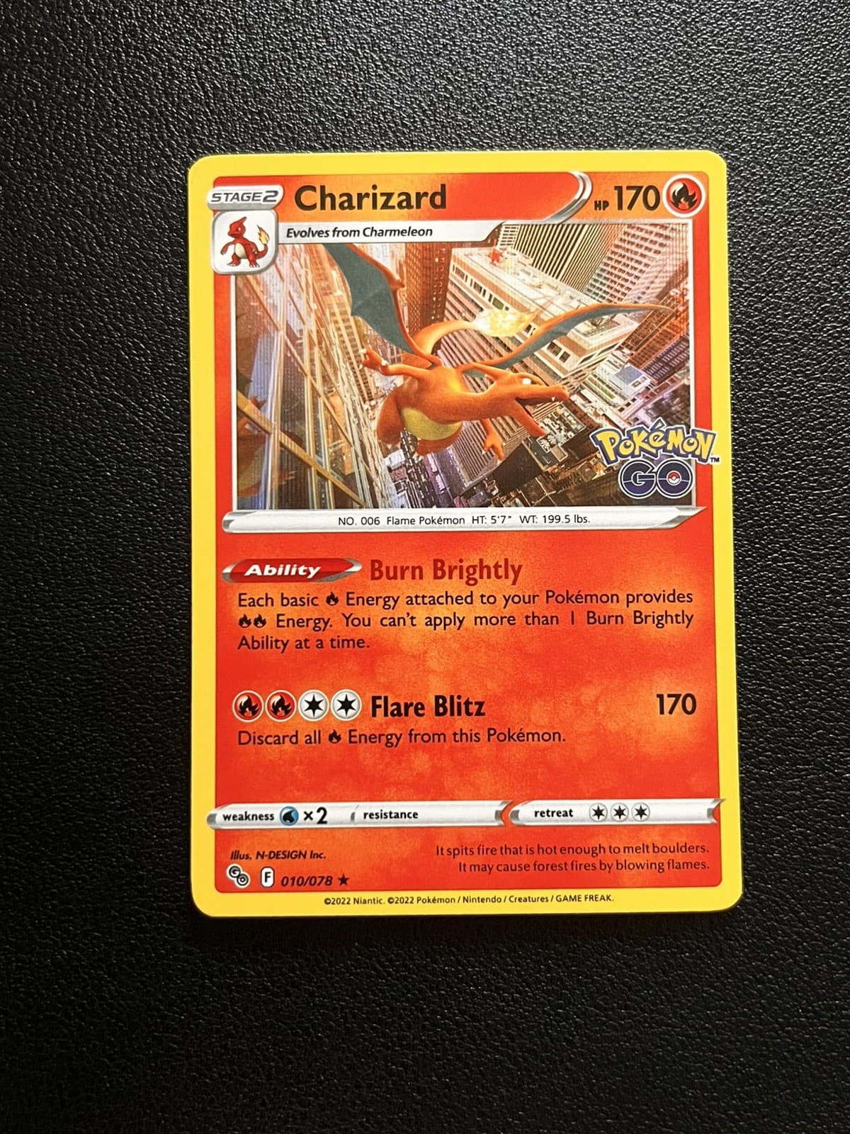 2022 Pokemon GO CHARIZARD HOLO FOIL 10/78 