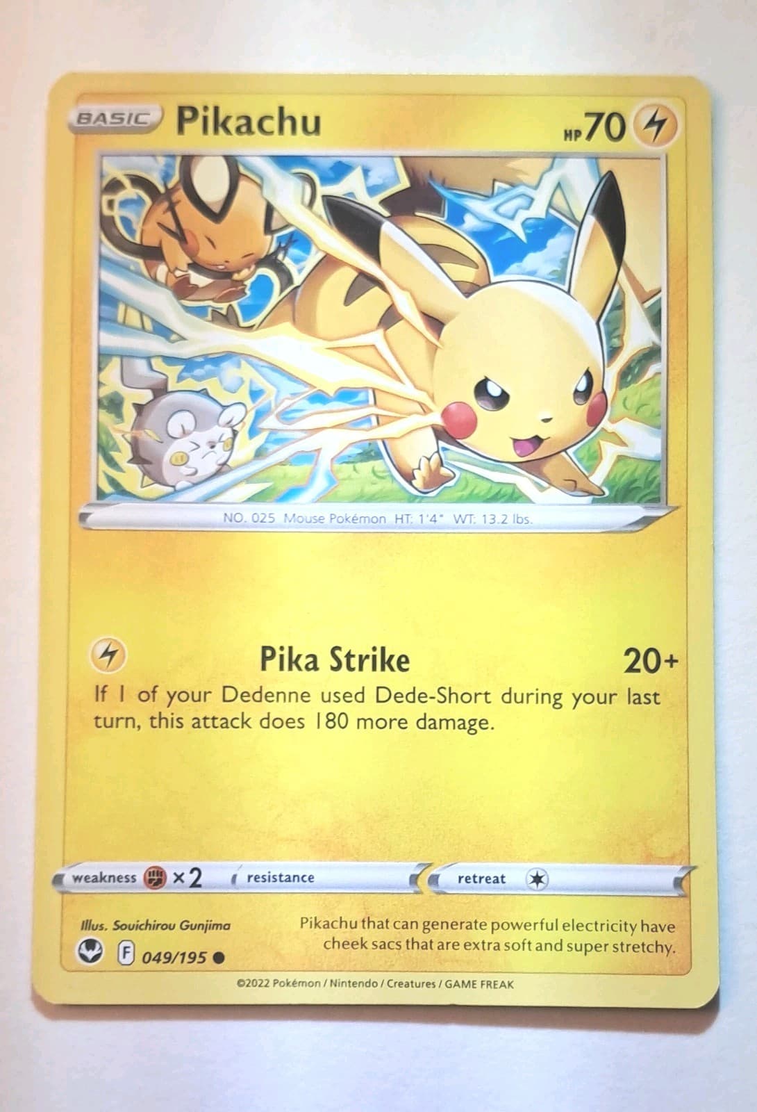 Pokemon TCG Pikachu 049/195 Silver Tempest Regular Common 