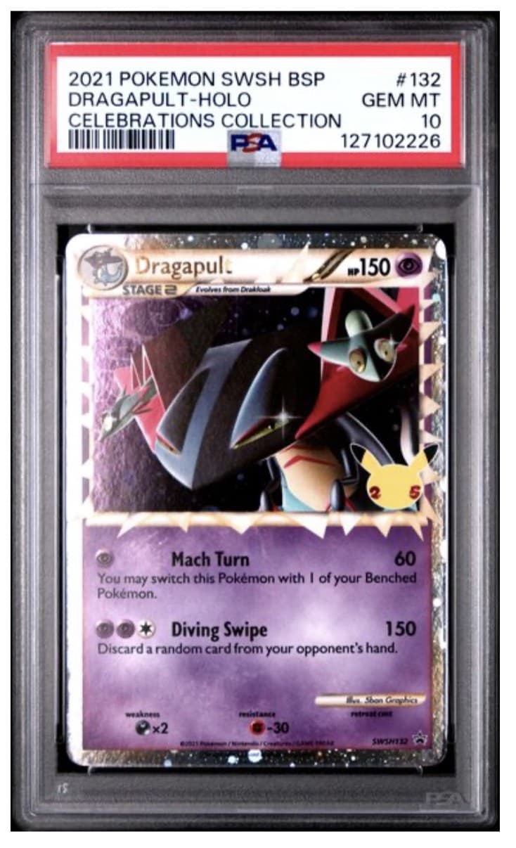 2021 Pokemon Dragapult Holo SWSH132 Celebrations 25th Anniv PSA 10 GEM MINT