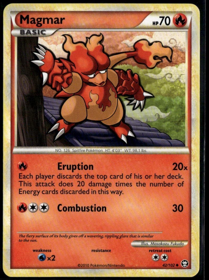 Magmar Uncommon - HGSS Triumphant 42/102 2010 LP+ Pokemon Card