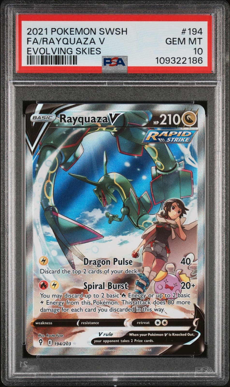 Rayquaza V 194/203 Alternate Full Art Evolving Skies Pokemon English PSA 10