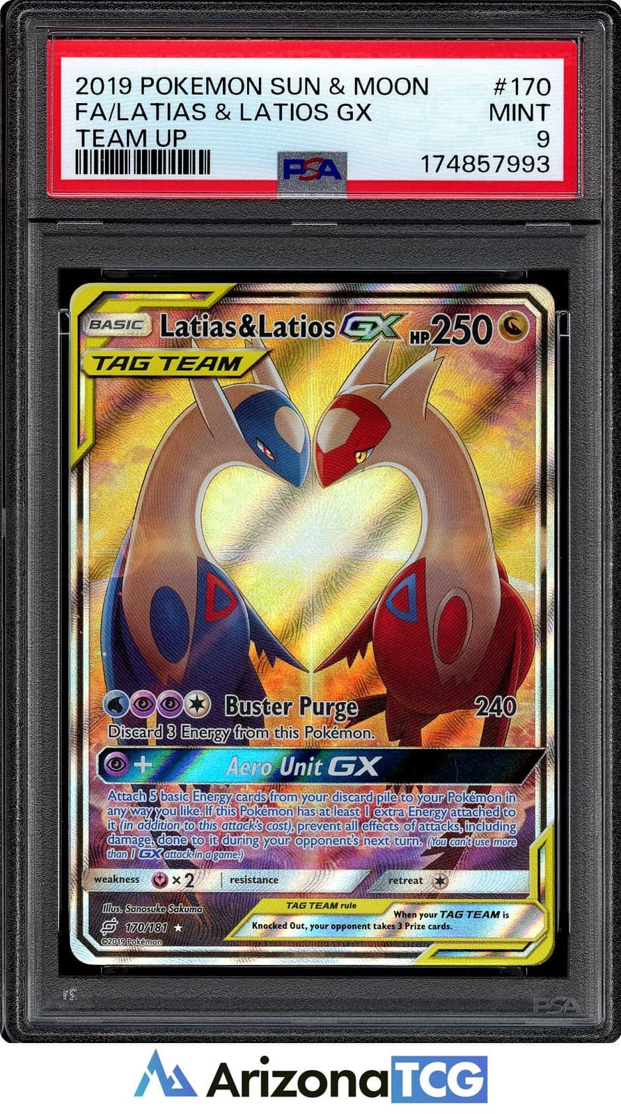 Pokemon 2019 Latias & Latios GX 170/181 Tag Team Alt Art Team Up PSA 9