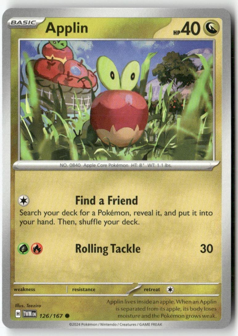 Applin 126/167 Common Twilight Masquerade Pokemon Lightly Played